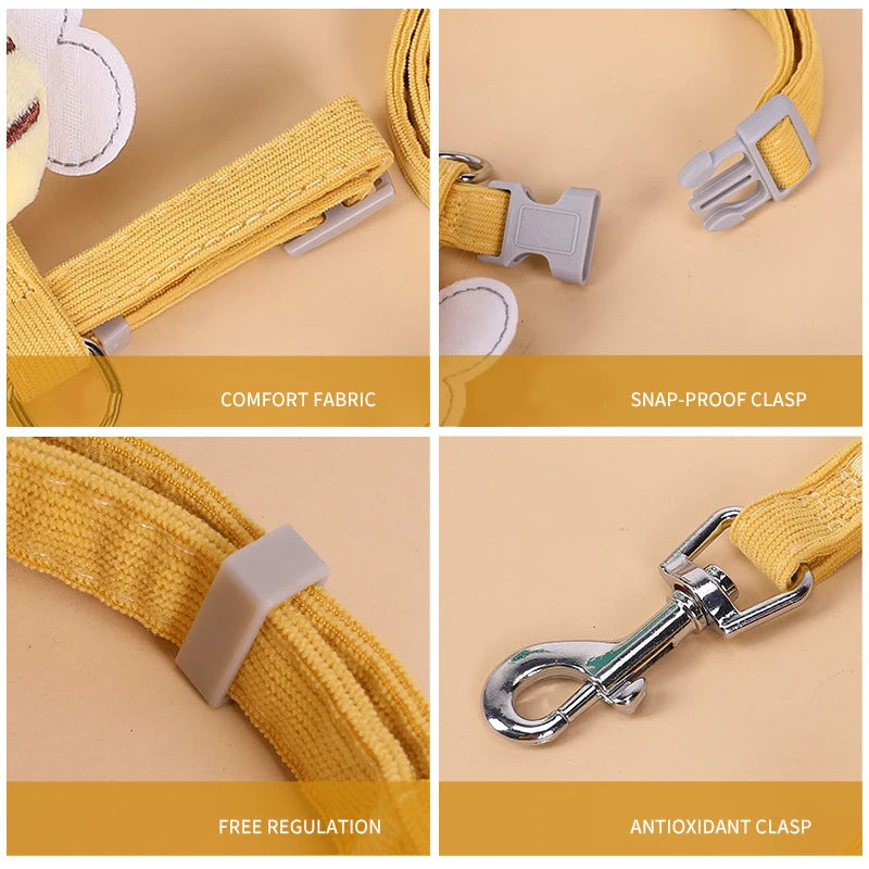 Cute Bee Adustable Cat Harness Leash, Pets Collar for Small Dog Cats Safe and Comfortable Outdoor Walks