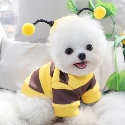 Bee Pet Puppy Coat Apparel Outfit Fleece Clothes Dog Cat Hoodie Fancy Costume Halloween Cosplay Sweater Dog Hoodies
