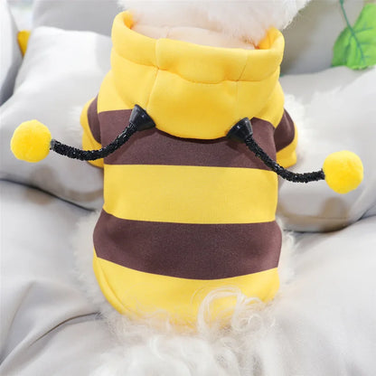 Bee Pet Puppy Coat Apparel Outfit Fleece Clothes Dog Cat Hoodie Fancy Costume Halloween Cosplay Sweater Dog Hoodies